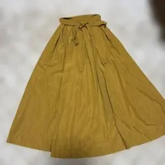 COCODEAL マスタード色フレアスカート リボン付き