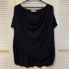 moussy ドレープネック 半袖カットソー ブラック