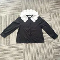 H&M 黒 ブラウス　長袖シャツ　レース襟