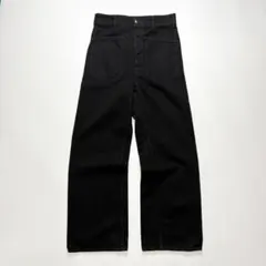 リメイクUSA古着☆後染めブラックデニム スーパーワイドパンツ☆深黒 
