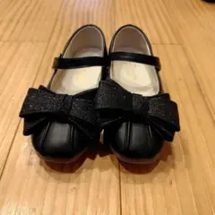 黒 リボン付き フォーマルシューズ