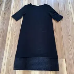 GU ブラック 半袖 ひざ丈ワンピース S