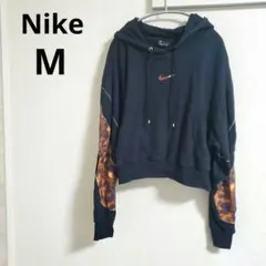 Nike【M】フード付きクロップドパーカー　マーブル柄