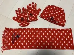 可愛い❤️ディズニー ミニーちゃんの帽子❤手袋 マフラー 3点セットで