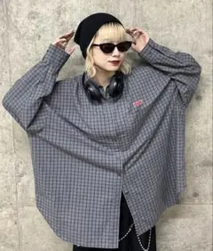 ジーナシス　【25quee】ストリートアソートチェックBIGシャツ