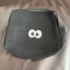 ダイソー　目玉　刺繍 メッシュポーチ ブラック