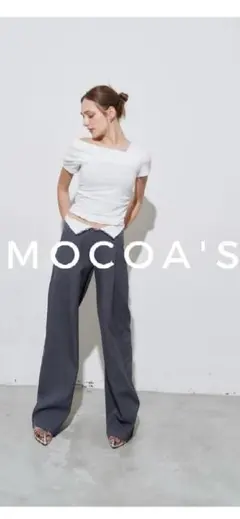 モコアズ　ウエスト折り返しスラックスパンツ