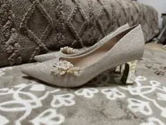 グリッターシルバー ポインテッドトゥパンプス