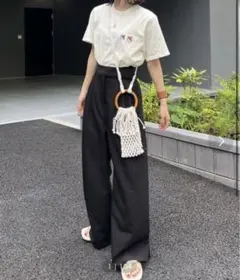 【hinari】ヒナリ　ヘムフック 2way ワイドパンツ / ブラック