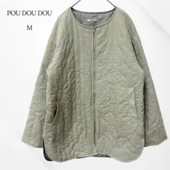プードゥドゥ　キルティングジャケット　ノーカラー　グレー　M ナイロン　中綿