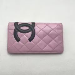 CHANEL シャネル カンボンライン 長財布 ココマーク ピンク　0916-5