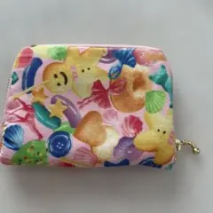 ハンドメイドラウンドミニ財布フルーツ柄