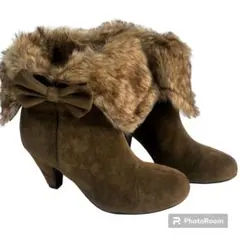 Dip Drops 2Way ファー付きリボンショートブーツ　サイズM