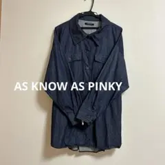 【美品】AS KNOW AS PINKY シャツジャケット　ネイビー　FREE