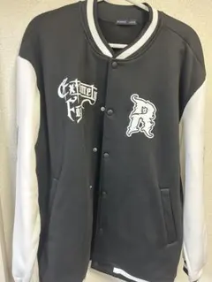 スタジャン 黒/白 刺繍ロゴ付き