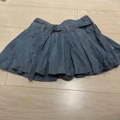 mezzo pianoデニムブルー フレアスカート ウエストベルト付き