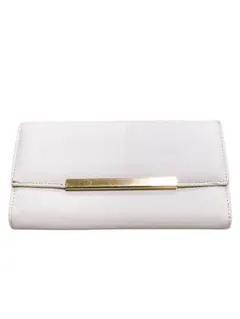 ホワイト 合成皮革 長財布 がま口財布 カード入れ沢山