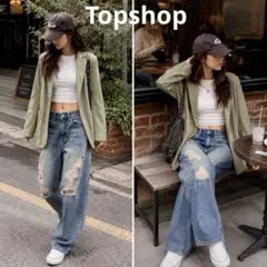 Topshop スウェットテーラードジャケット カーキ レディース 秋