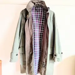 Gloverall カーキ色　チェック柄 ダッフルコート　イギリス製　M