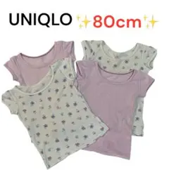 UNIQLO80cmまとめ売り半袖インナー花柄女の子保育園着洗い替え記名あり