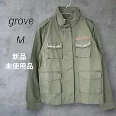 ​【新品タグ付】グローブ パール装飾 ミリタリージャケット M カーキ ビジュー