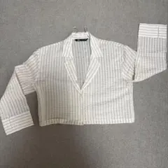 ZARA ストライプ クロップドシャツ