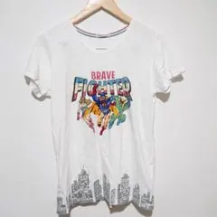 rough ラフ Tシャツ トップス ロゴ 刺繍 スーパーマン Mサイズ 白