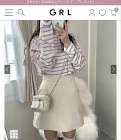 ボーダー柄ショルダースリットルーズトップス［fo1647］