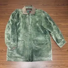OI33 希少カラー 豚革 スエード レザージャケット 緑 キルティング 中綿