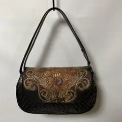 ★最終価格★本革アンティーク♧花柄エンボス加工レザーショルダーorハンドバッグ