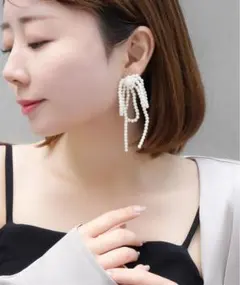 お買得品２つ目から100円引き！大人気リボンモチーフパールピアス