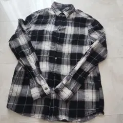 H&M チェックシャツ S　キズあり　難あり　黒　白　長袖