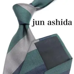【美品】jun ashida ネクタイ ストライプ グレー グリーン ブルーのサムネイル