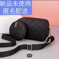 ブラックショルダーバッグ キルティングデザインPUレザー新品未使用匿名配送