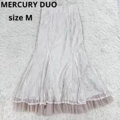 美品　MERCURYDUO 裾チュールレースマーメイドスカート　M ホワイト