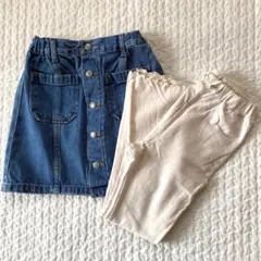 デニムスカート フレアパンツ 女の子 130 テータテート GU