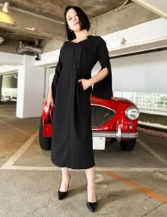 SERPENTINA セルペンティナ　スリットネックワンピース　ブラック　S SERPENTINA】 スリットネックワンピース（ブラック）Sサイズ