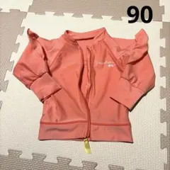 子供用　サーモンピンク　フリル付き　ラッシュガード　夏服　プール　水遊び　川遊び