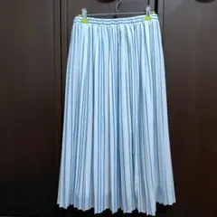 水色と白のストライプ プリーツスカート Fのサムネイル
