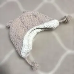 petite main プティマイン　クマ耳付きピンクニット帽 48cm