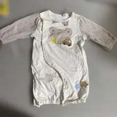 ロンパース 50-60cm ストライプ刺繍