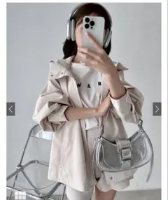 フレアシルエットマウンテンパーカー　グレイル