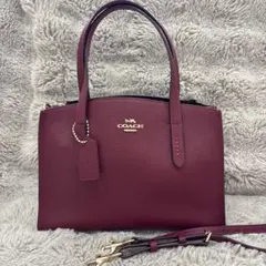 【美品】COACH コーチ2way ショルダーバッグ トートバッグ ワインレッド