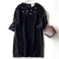 ビアズリー BEARDSLEY 上品大人可愛いパールビジュー異素材ワンピース