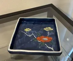 角皿　色絵　椿　磁器　四方皿　茶席　有田　伊万里