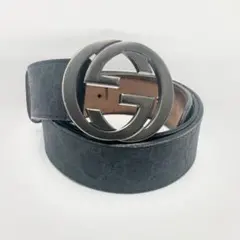 グッチ GUCCI GG スプリーム レザー ベルト シルバー金具 1235 - メルカリ