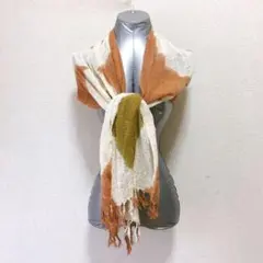 赤 茶 カーキ 3色染め ストール