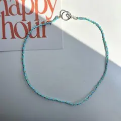 ビーズネックレス ターコイズブルー