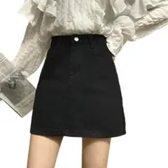 新品/匿名/レディース デニムミニスカート Aライン ファスナー開閉 2XL位