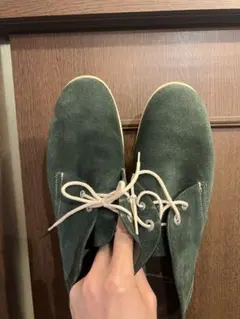 フェラガモ　緑色 スエード レースアップシューズ